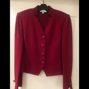 Saint John red jacket with gorgeous rose buttons